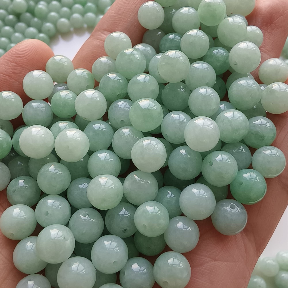 DDP |25pcs 7.3-7.9mm Natural Certificated Type A Green Myanmar Jadeite Smooth Round Beads,Burma Jadeite Loose Ball Beads,DIY Jewelry Supplies