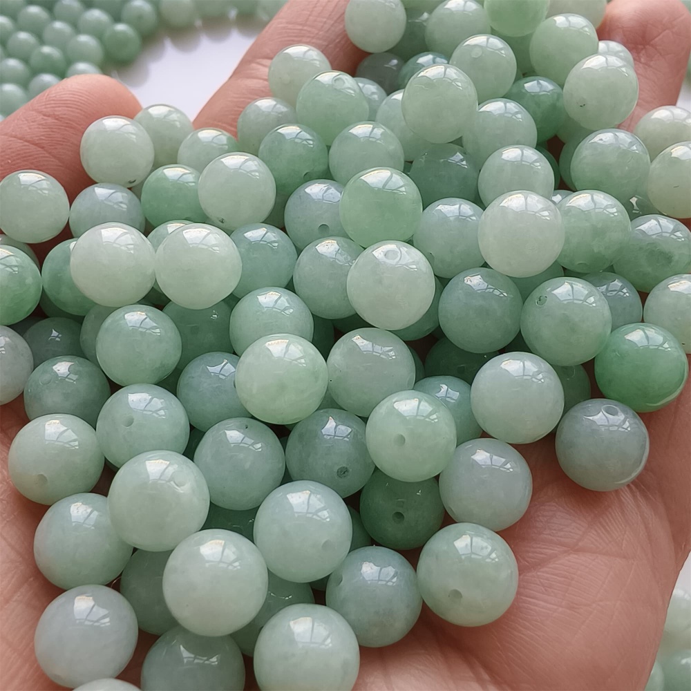 DDP |25pcs 7.3-7.9mm Natural Certificated Type A Green Myanmar Jadeite Smooth Round Beads,Burma Jadeite Loose Ball Beads,DIY Jewelry Supplies