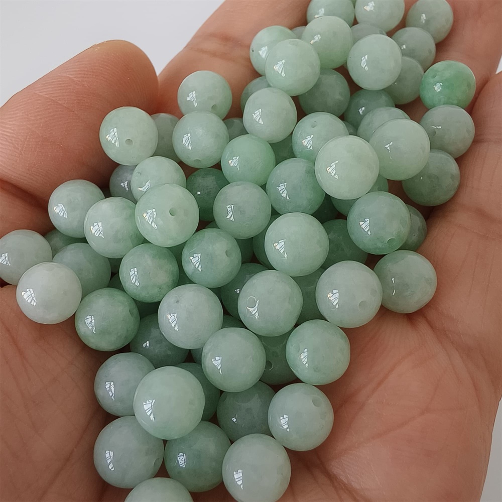 DDP |25pcs 7.3-7.9mm Natural Certificated Type A Green Myanmar Jadeite Smooth Round Beads,Burma Jadeite Loose Ball Beads,DIY Jewelry Supplies