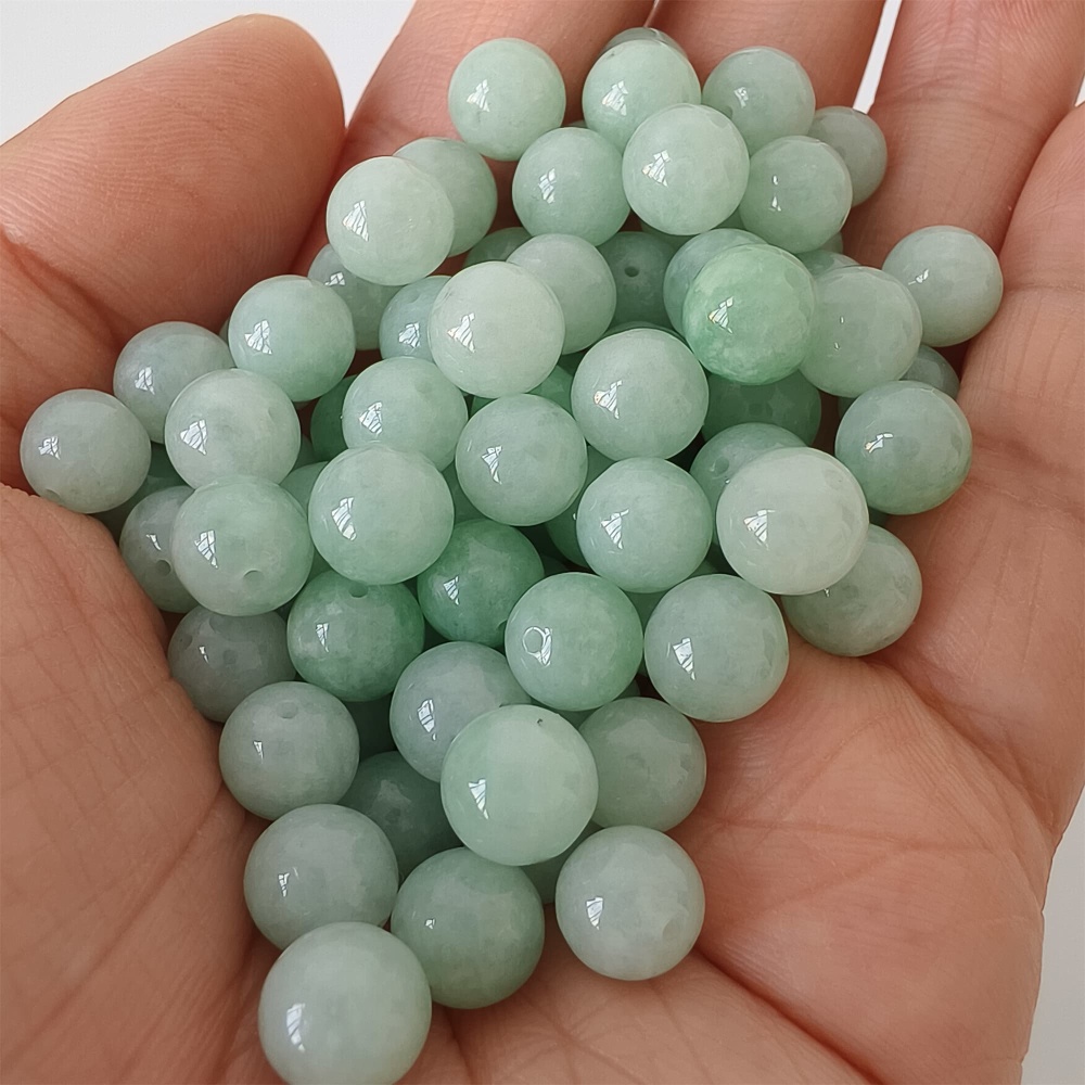 DDP |25pcs 7.3-7.9mm Natural Certificated Type A Green Myanmar Jadeite Smooth Round Beads,Burma Jadeite Loose Ball Beads,DIY Jewelry Supplies