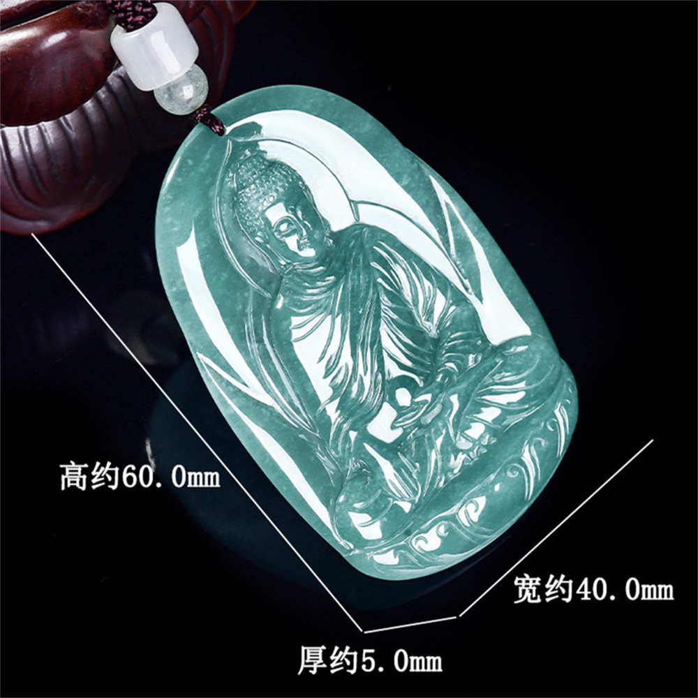 DDP | 60X40X5mm Natural Certificated Type A Untreated Icy Waxy Blue Watery Guatemalan Jadeite Buddha Pendant,Amulet Pendant,DIY Jewelry Supplies