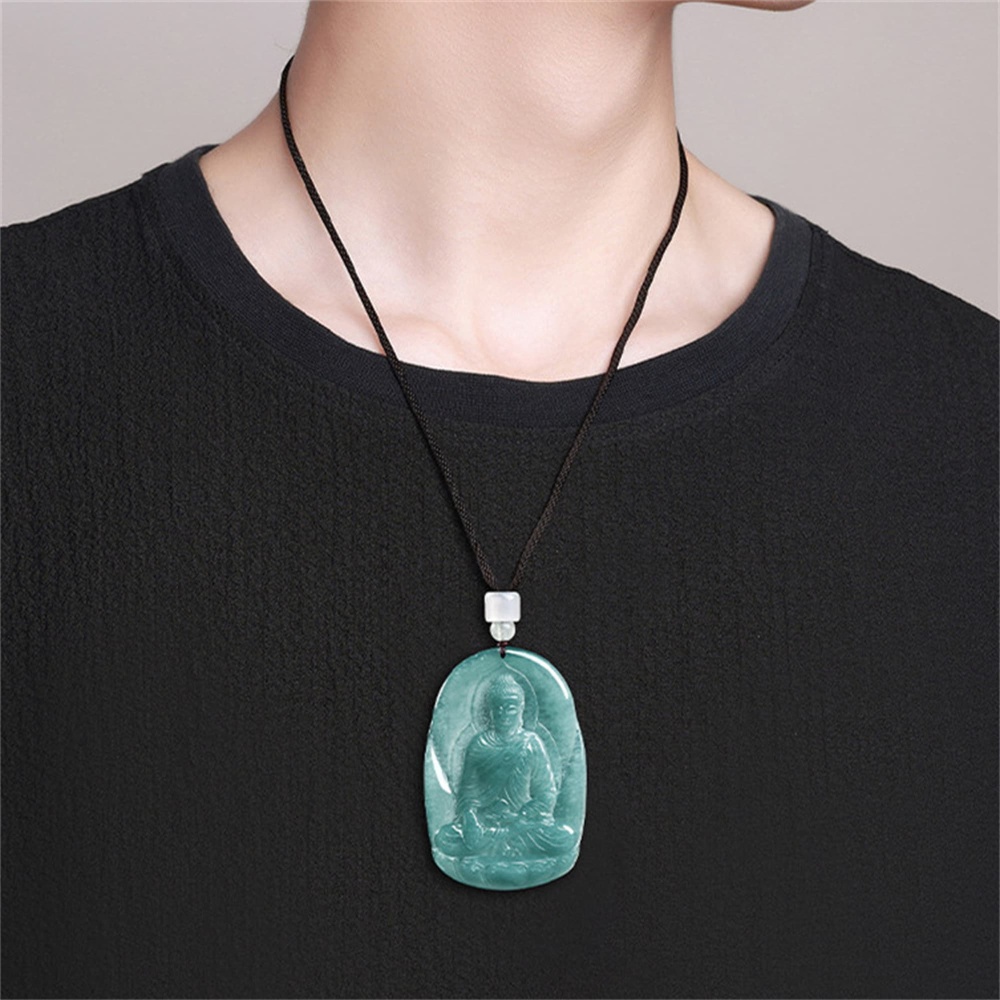 DDP | 60X40X5mm Natural Certificated Type A Untreated Icy Waxy Blue Watery Guatemalan Jadeite Buddha Pendant,Amulet Pendant,DIY Jewelry Supplies