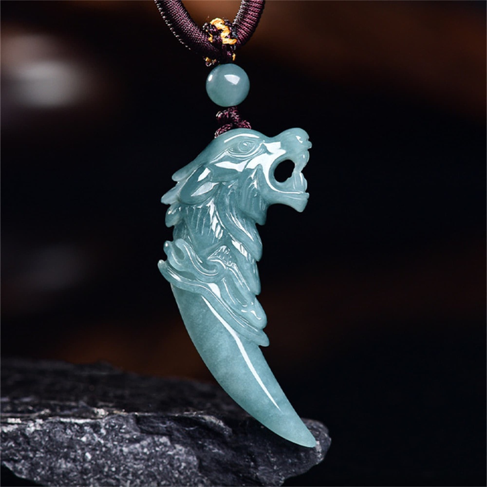 DDP | 44.5X22X8mm Natural Certificated Type A Untreated Icy Waxy Blue Watery Guatemalan Jadeite Wolf Tooth Pendant,Amulet Pendant,DIY Jewelry Supplies