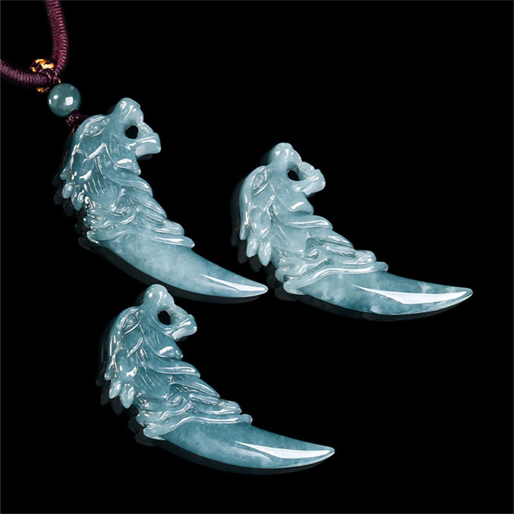 DDP | 44.5X22X8mm Natural Certificated Type A Untreated Icy Waxy Blue Watery Guatemalan Jadeite Wolf Tooth Pendant,Amulet Pendant,DIY Jewelry Supplies