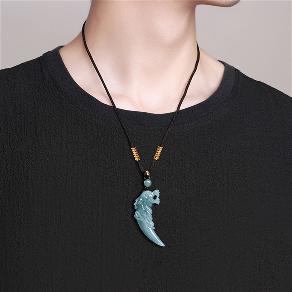DDP | 44.5X22X8mm Natural Certificated Type A Untreated Icy Waxy Blue Watery Guatemalan Jadeite Wolf Tooth Pendant,Amulet Pendant,DIY Jewelry Supplies
