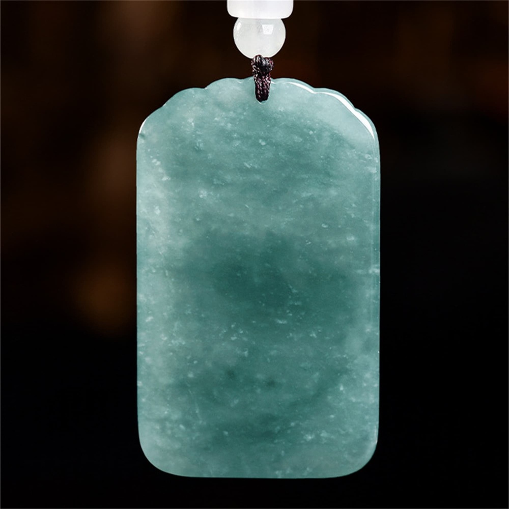 DDP | 50X30X5mm Natural Certificated Type A Untreated Icy Waxy Blue Watery Guatemalan Jadeite Rectangle Pendant With Pixiu Carved,Amulet Pendant,DIY Jewelry Supplies