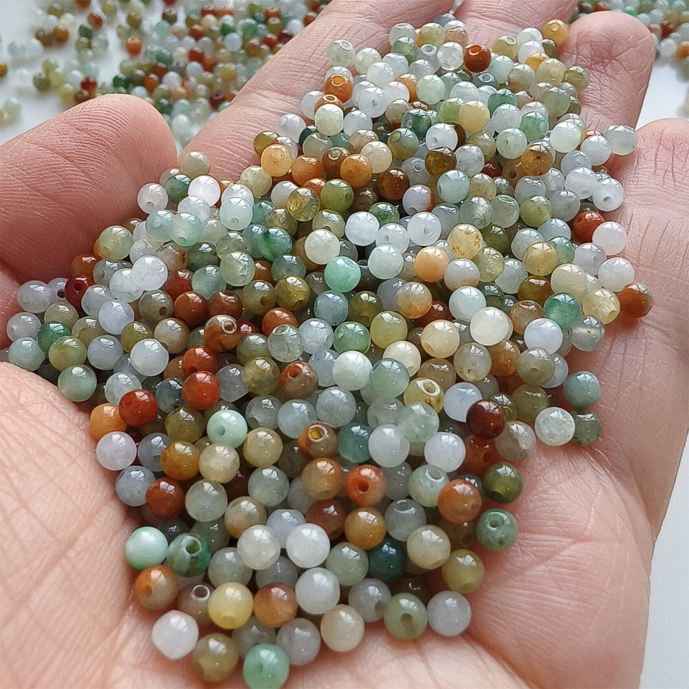 DDP | 100pcs 3.5mm Natural Yellow Color Heated Burmese Jadeite Smooth Round Beads,Burma Jadeite Loose Beads,Myanmar Jadeite Ball Beads,DIY Jewelry Supplies