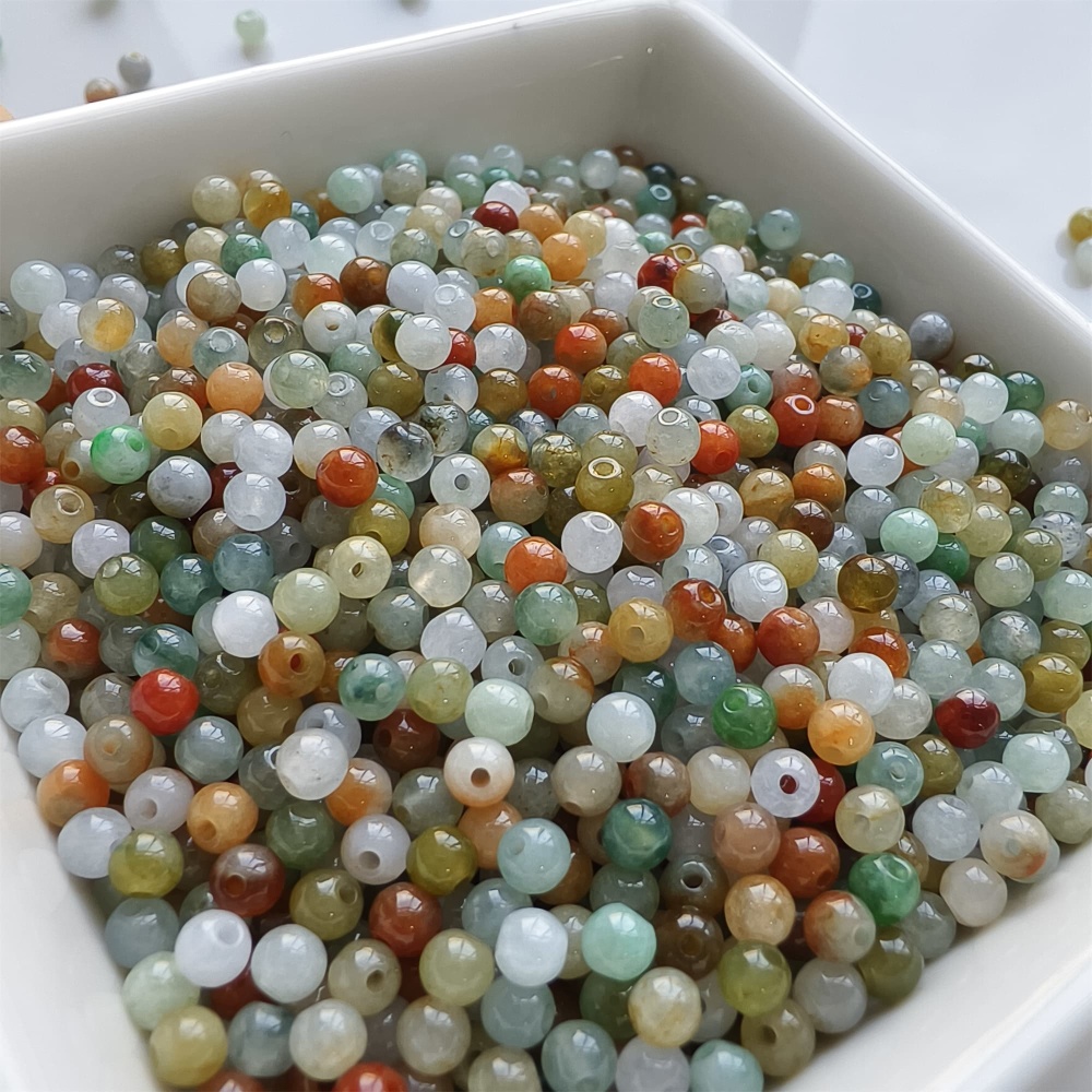 DDP | 100pcs 3.5mm Natural Yellow Color Heated Burmese Jadeite Smooth Round Beads,Burma Jadeite Loose Beads,Myanmar Jadeite Ball Beads,DIY Jewelry Supplies