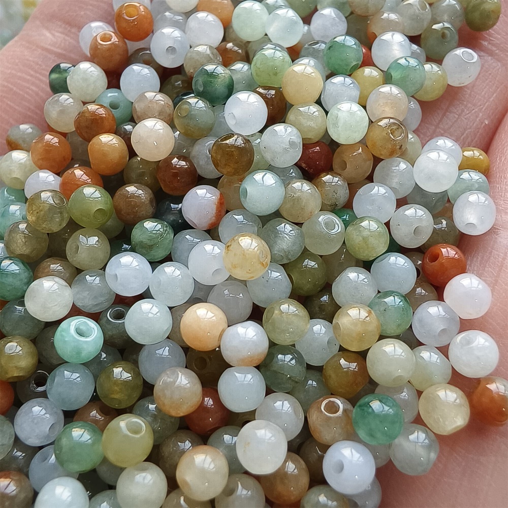 DDP | 100pcs 3.5mm Natural Yellow Color Heated Burmese Jadeite Smooth Round Beads,Burma Jadeite Loose Beads,Myanmar Jadeite Ball Beads,DIY Jewelry Supplies