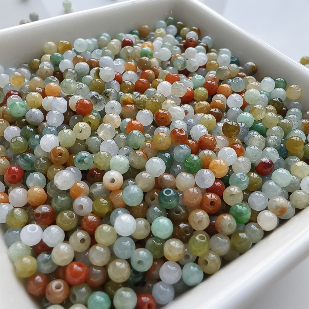 DDP | 100pcs 3.5mm Natural Yellow Color Heated Burmese Jadeite Smooth Round Beads,Burma Jadeite Loose Beads,Myanmar Jadeite Ball Beads,DIY Jewelry Supplies
