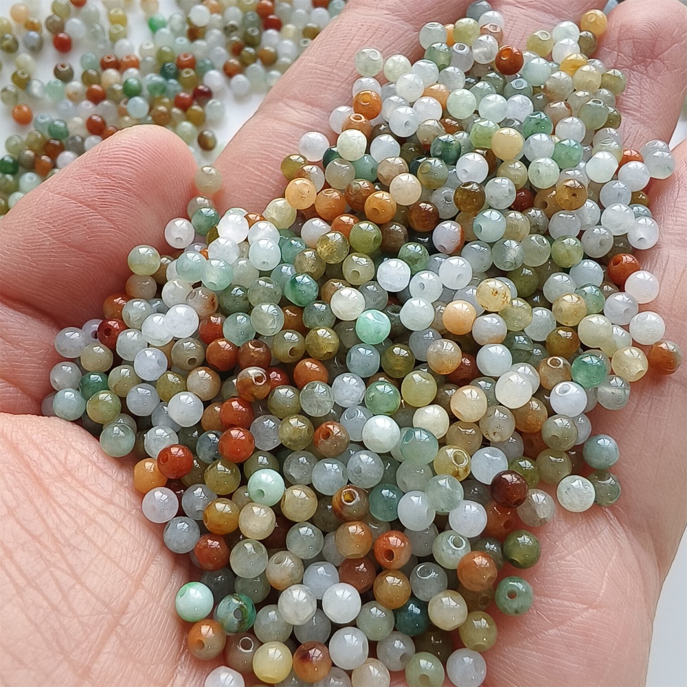 DDP | 100pcs 3.5mm Natural Yellow Color Heated Burmese Jadeite Smooth Round Beads,Burma Jadeite Loose Beads,Myanmar Jadeite Ball Beads,DIY Jewelry Supplies