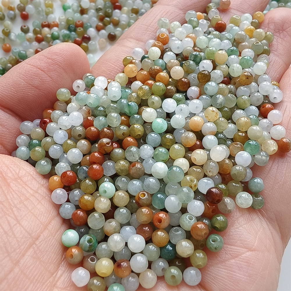 DDP | 100pcs 3.5mm Natural Yellow Color Heated Burmese Jadeite Smooth Round Beads,Burma Jadeite Loose Beads,Myanmar Jadeite Ball Beads,DIY Jewelry Supplies
