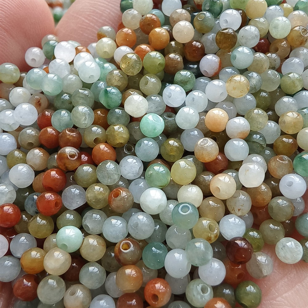 DDP | 100pcs 3.5mm Natural Yellow Color Heated Burmese Jadeite Smooth Round Beads,Burma Jadeite Loose Beads,Myanmar Jadeite Ball Beads,DIY Jewelry Supplies
