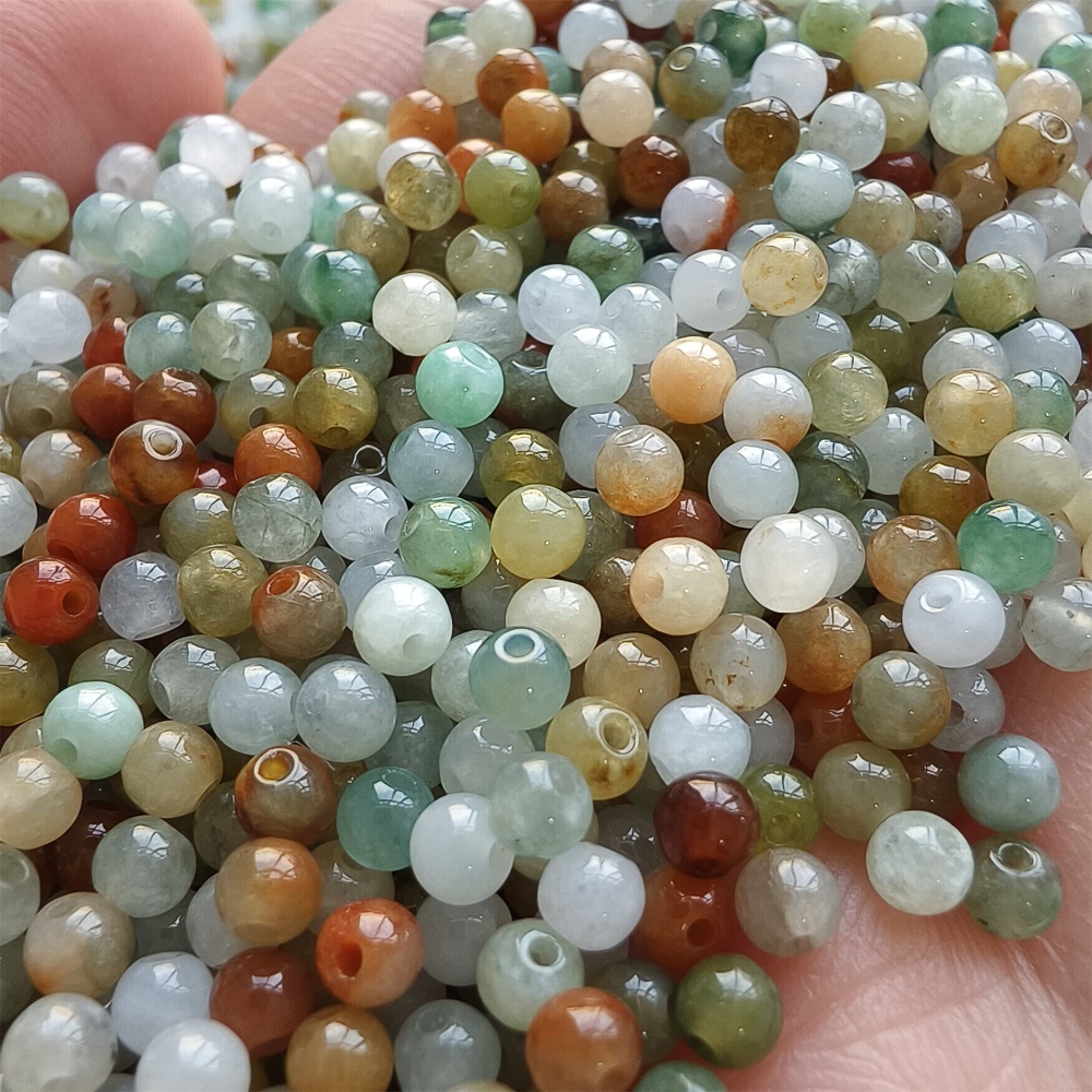 DDP | 100pcs 3.5mm Natural Yellow Color Heated Burmese Jadeite Smooth Round Beads,Burma Jadeite Loose Beads,Myanmar Jadeite Ball Beads,DIY Jewelry Supplies
