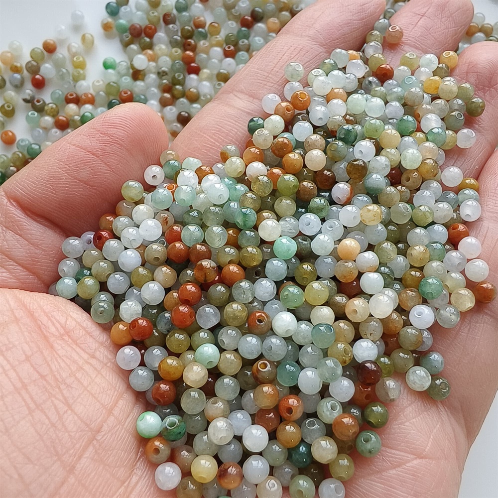 DDP | 100pcs 3.5mm Natural Yellow Color Heated Burmese Jadeite Smooth Round Beads,Burma Jadeite Loose Beads,Myanmar Jadeite Ball Beads,DIY Jewelry Supplies