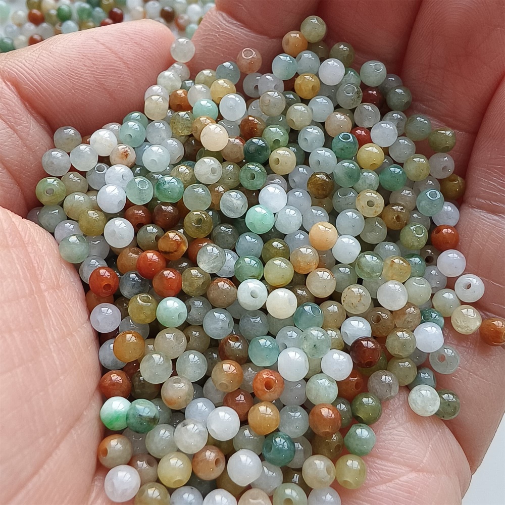 DDP | 100pcs 3.5mm Natural Yellow Color Heated Burmese Jadeite Smooth Round Beads,Burma Jadeite Loose Beads,Myanmar Jadeite Ball Beads,DIY Jewelry Supplies