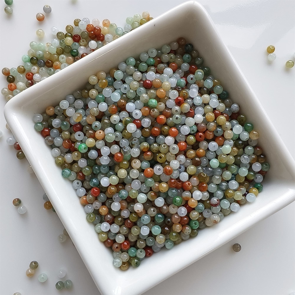 DDP | 100pcs 3.5mm Natural Yellow Color Heated Burmese Jadeite Smooth Round Beads,Burma Jadeite Loose Beads,Myanmar Jadeite Ball Beads,DIY Jewelry Supplies