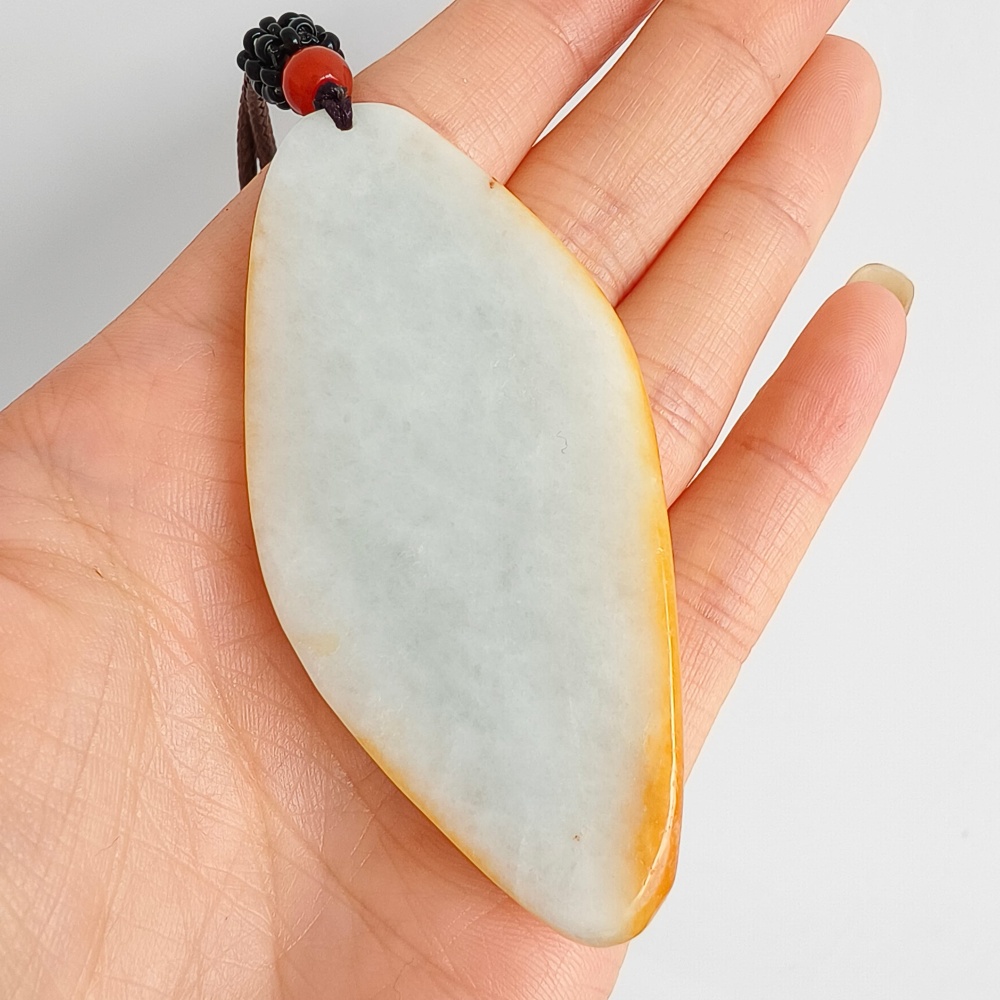 DDP | 69.4X33X14mm Natural Certificated Hand Carved Yellow Color Heated Burmese Jadeite Diamond Pendant With Landscape Carved,DIY Jewelry Supplies