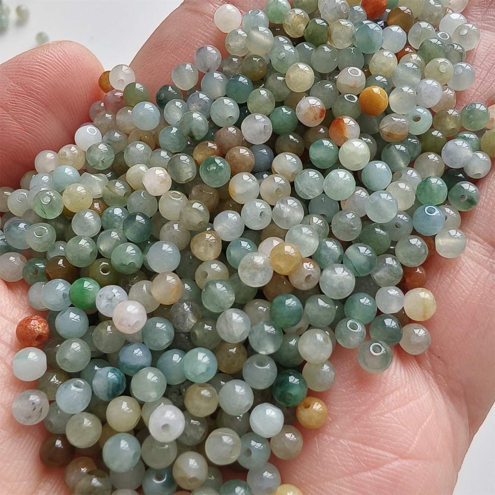 DDP | 100pcs 3.5mm Natural Yellow Color Heated Burmese Jadeite Smooth Round Beads,Burma Jadeite Loose Beads,Myanmar Jadeite Ball Beads,DIY Jewelry Supplies
