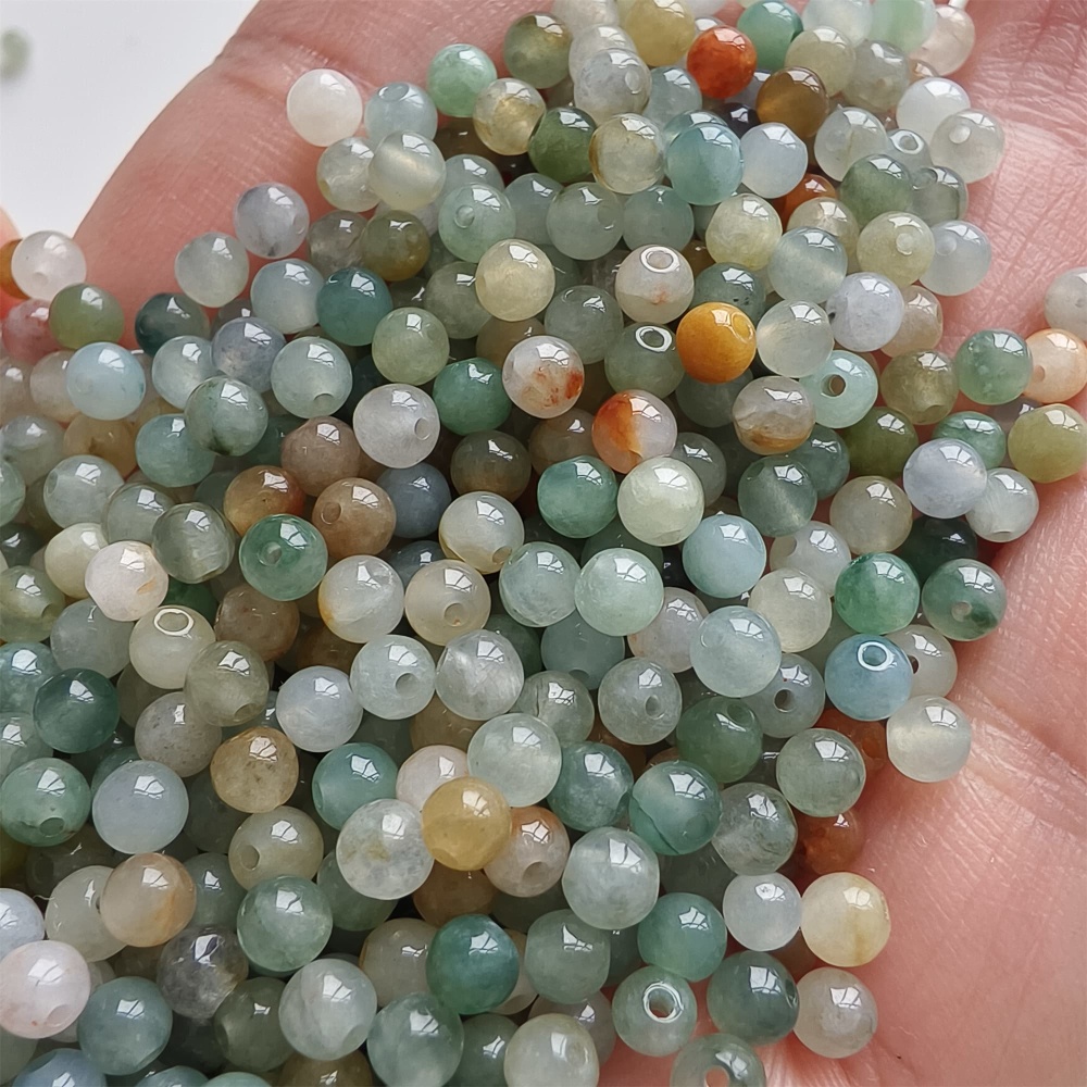 DDP | 100pcs 3.5mm Natural Yellow Color Heated Burmese Jadeite Smooth Round Beads,Burma Jadeite Loose Beads,Myanmar Jadeite Ball Beads,DIY Jewelry Supplies