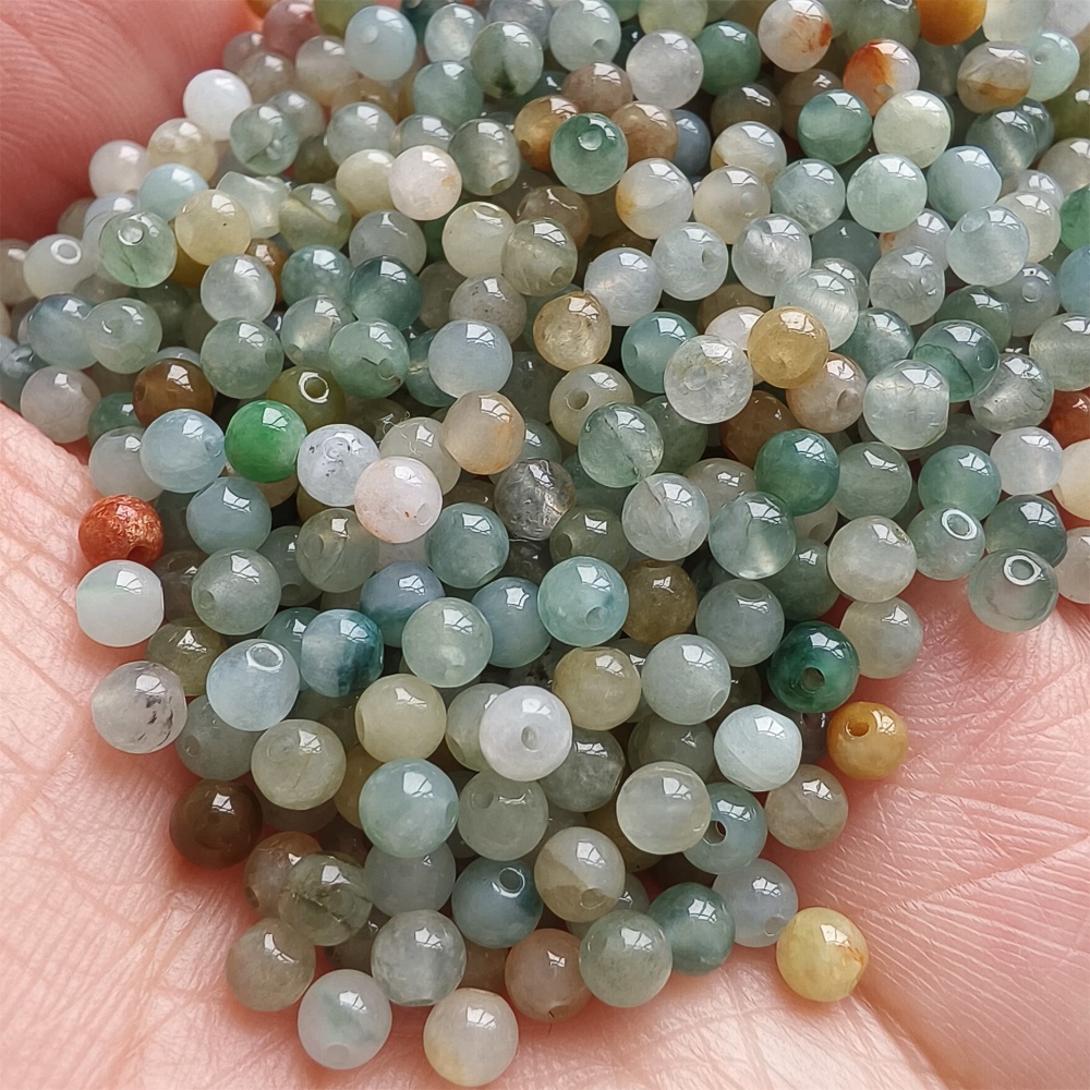 DDP | 100pcs 3.5mm Natural Yellow Color Heated Burmese Jadeite Smooth Round Beads,Burma Jadeite Loose Beads,Myanmar Jadeite Ball Beads,DIY Jewelry Supplies