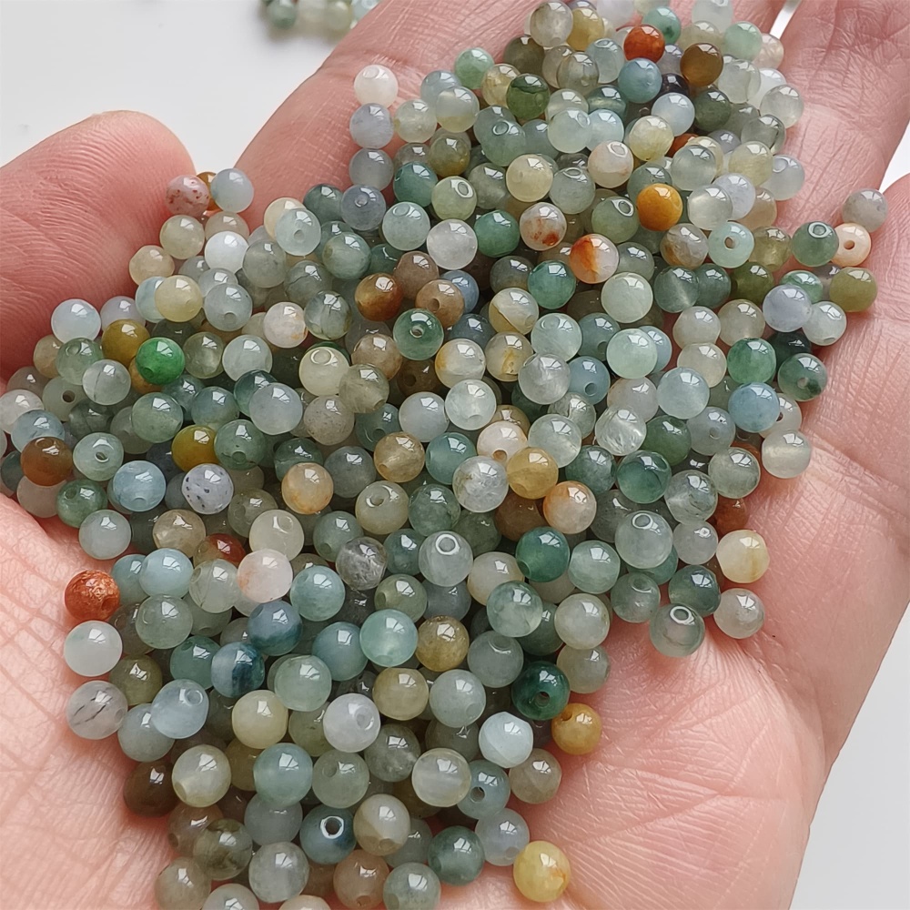 DDP | 100pcs 3.5mm Natural Yellow Color Heated Burmese Jadeite Smooth Round Beads,Burma Jadeite Loose Beads,Myanmar Jadeite Ball Beads,DIY Jewelry Supplies