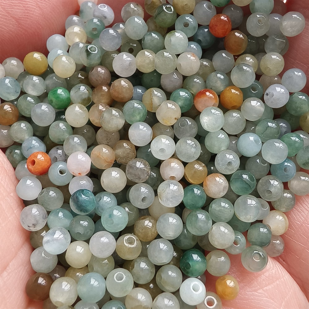 DDP | 100pcs 3.5mm Natural Yellow Color Heated Burmese Jadeite Smooth Round Beads,Burma Jadeite Loose Beads,Myanmar Jadeite Ball Beads,DIY Jewelry Supplies