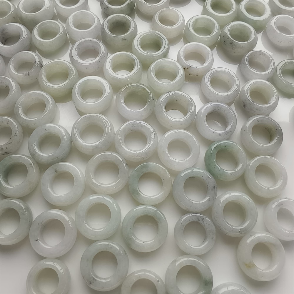 DDP | 5pcs 16-17mm Natural Certificated Type A Untreated Black Chicken Species Light Green White Burmese Jadeite Donut And Ring Beads,DIY Jewelry Supplies