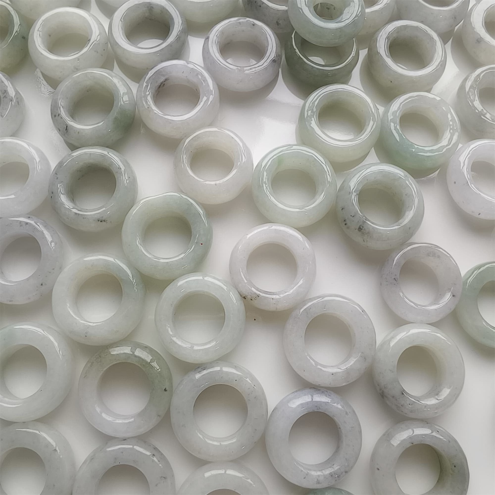 DDP | 5pcs 16-17mm Natural Certificated Type A Untreated Black Chicken Species Light Green White Burmese Jadeite Donut And Ring Beads,DIY Jewelry Supplies