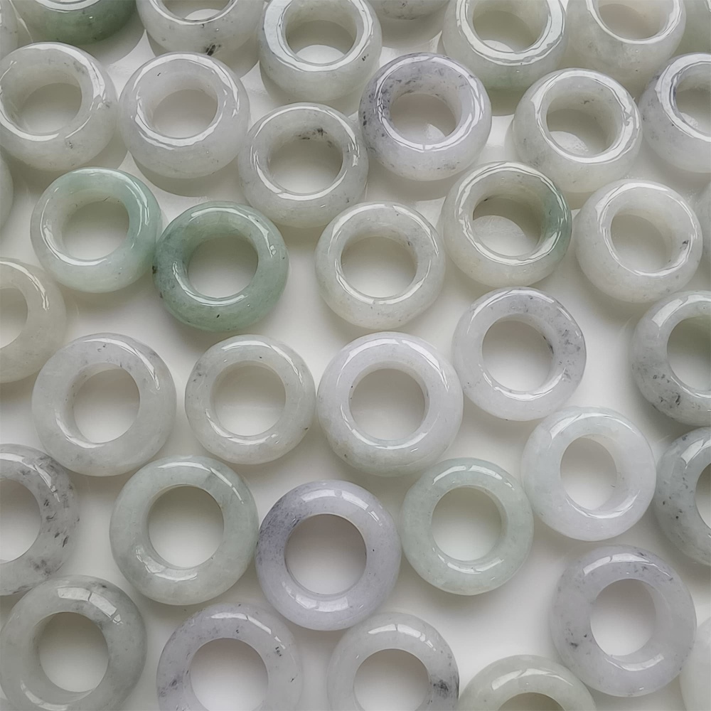 DDP | 5pcs 16-17mm Natural Certificated Type A Untreated Black Chicken Species Light Green White Burmese Jadeite Donut And Ring Beads,DIY Jewelry Supplies