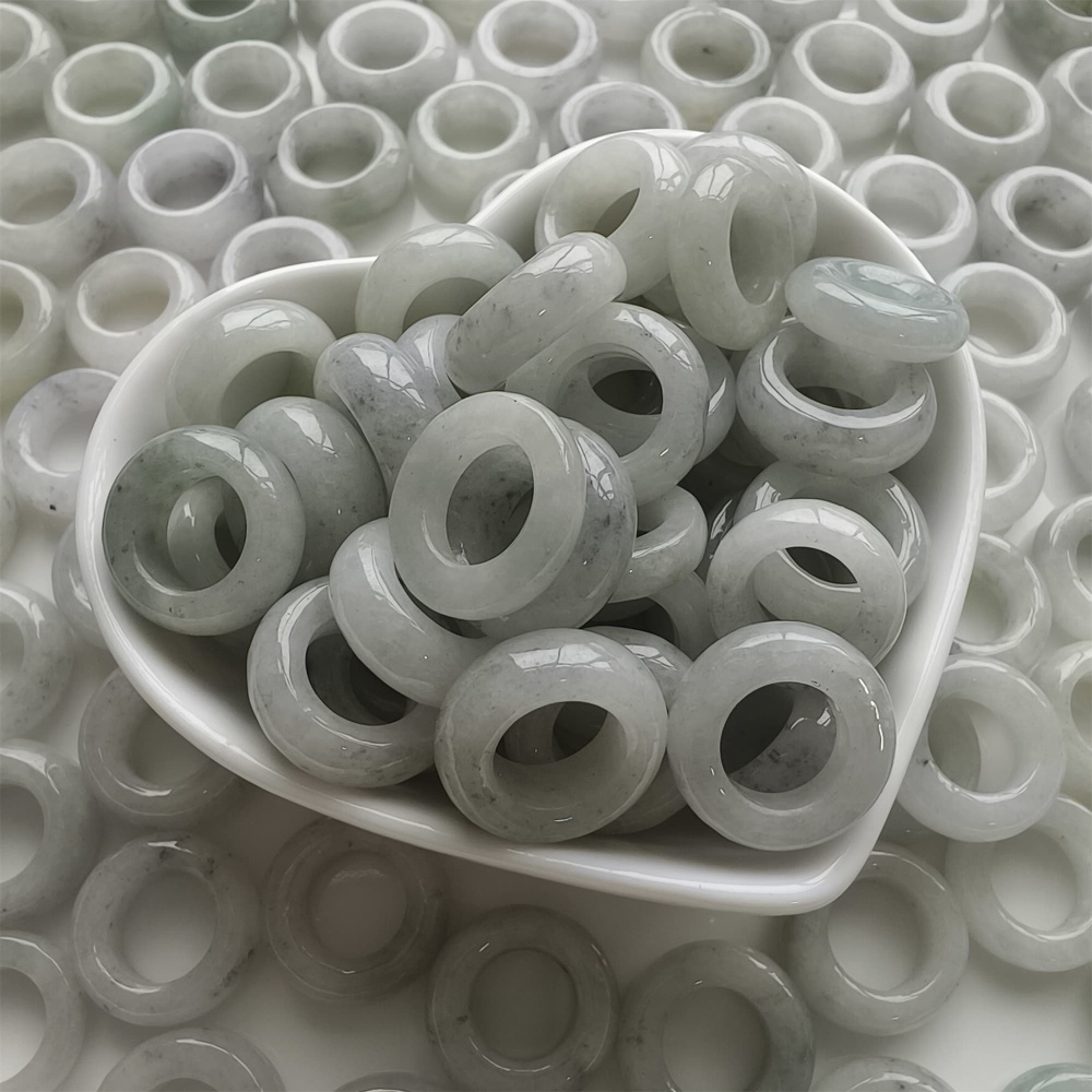 DDP | 5pcs 16-17mm Natural Certificated Type A Untreated Black Chicken Species Light Green White Burmese Jadeite Donut And Ring Beads,DIY Jewelry Supplies