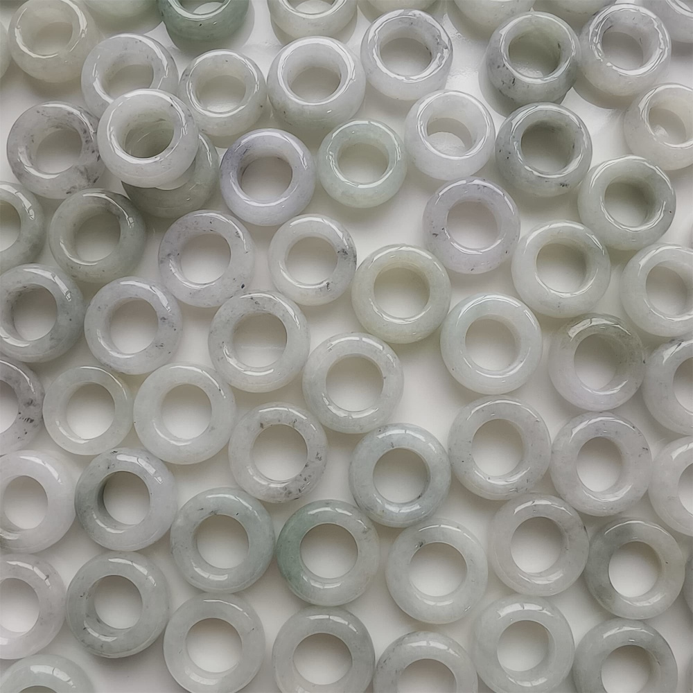 DDP | 5pcs 16-17mm Natural Certificated Type A Untreated Black Chicken Species Light Green White Burmese Jadeite Donut And Ring Beads,DIY Jewelry Supplies