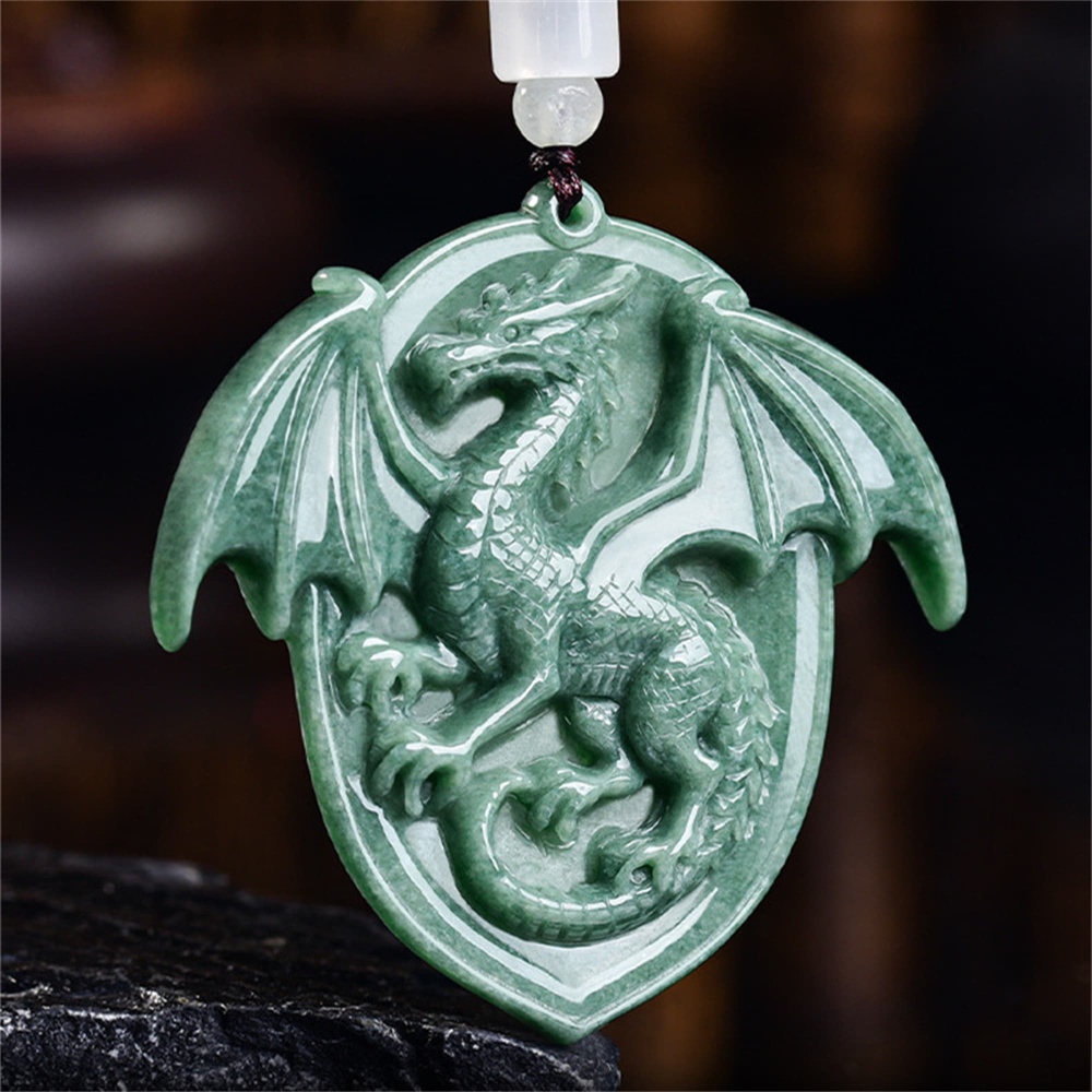 DDP | 58X59X6mm Natural Certificated Type A Bean Green Burmese Jadeite Great Dragon Pendant,DIY Jewelry Supplies