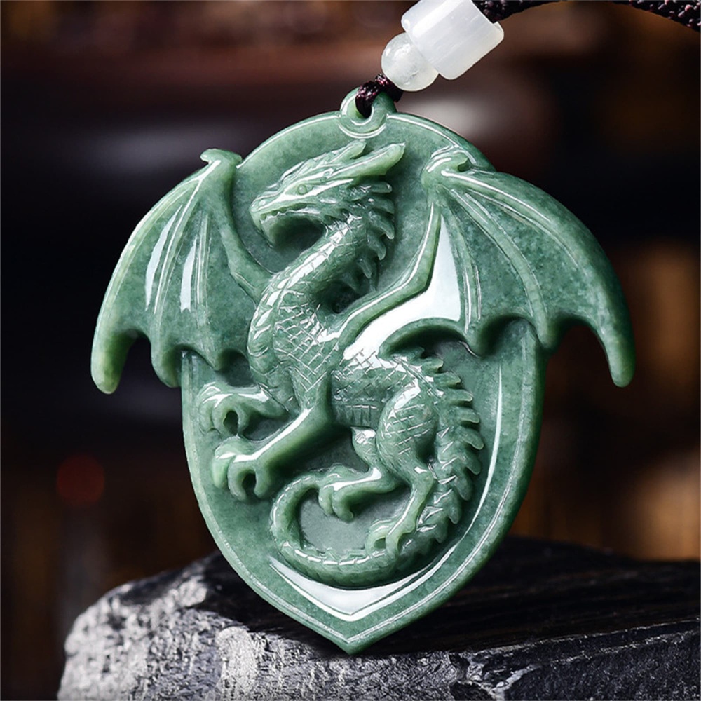 DDP | 58X59X6mm Natural Certificated Type A Bean Green Burmese Jadeite Great Dragon Pendant,DIY Jewelry Supplies