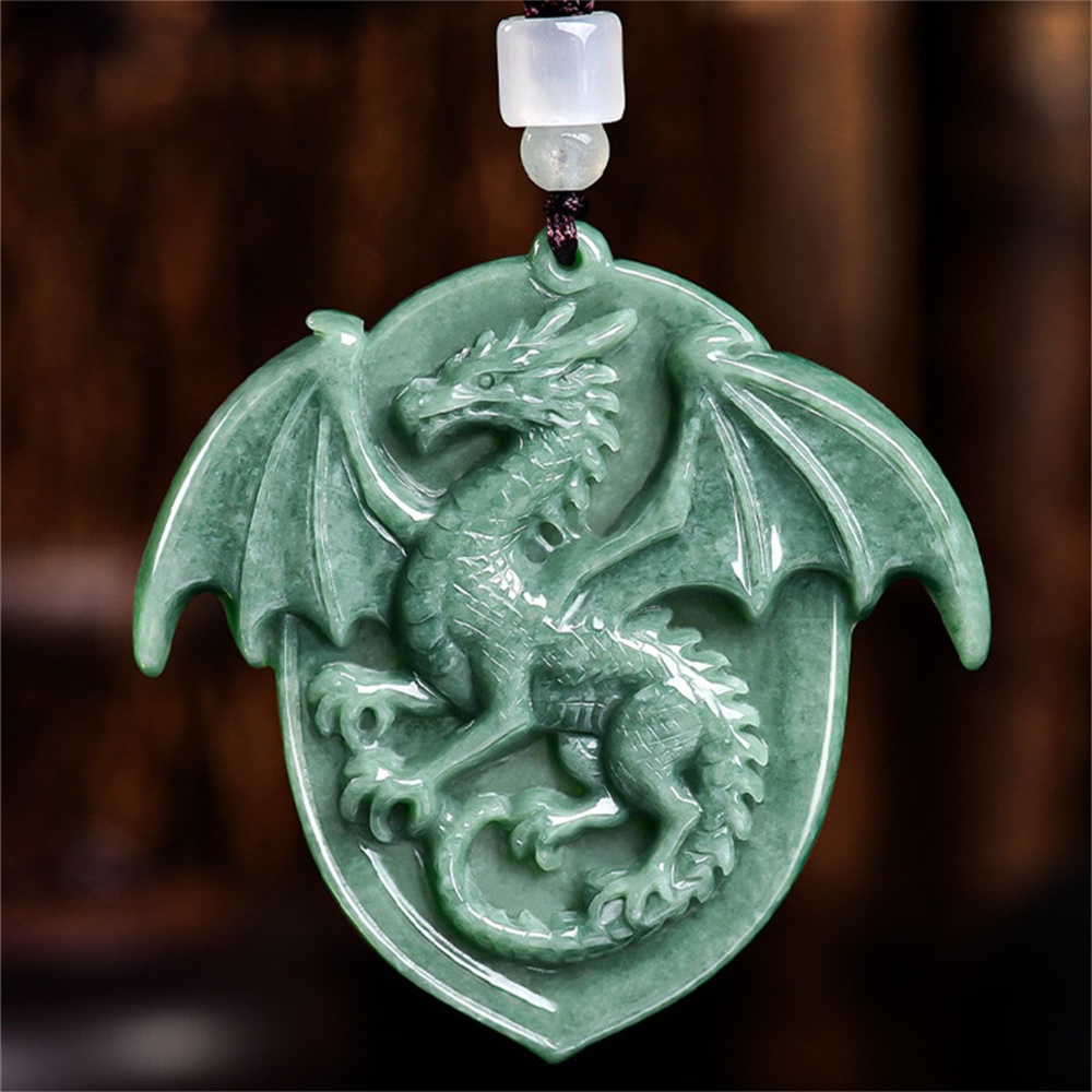 DDP | 58X59X6mm Natural Certificated Type A Bean Green Burmese Jadeite Great Dragon Pendant,DIY Jewelry Supplies