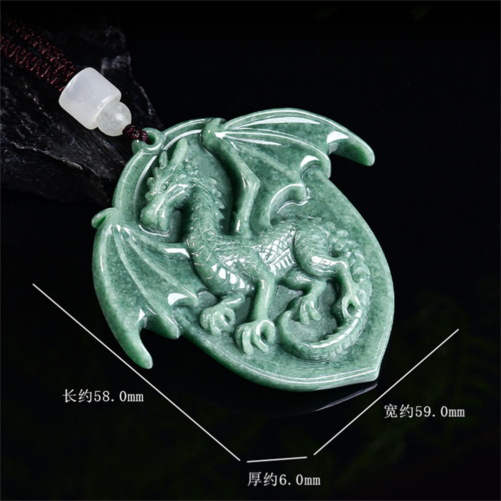 DDP | 58X59X6mm Natural Certificated Type A Bean Green Burmese Jadeite Great Dragon Pendant,DIY Jewelry Supplies