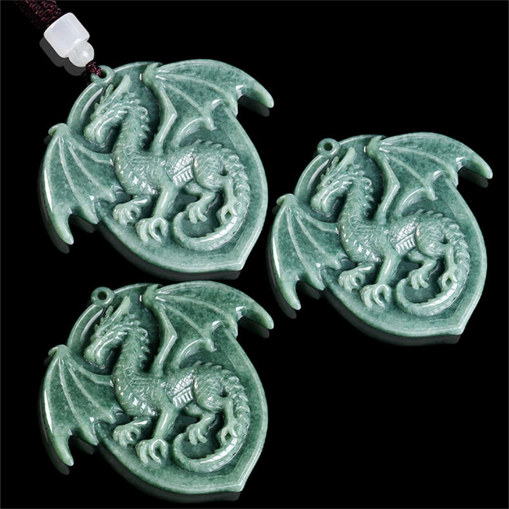DDP | 58X59X6mm Natural Certificated Type A Bean Green Burmese Jadeite Great Dragon Pendant,DIY Jewelry Supplies