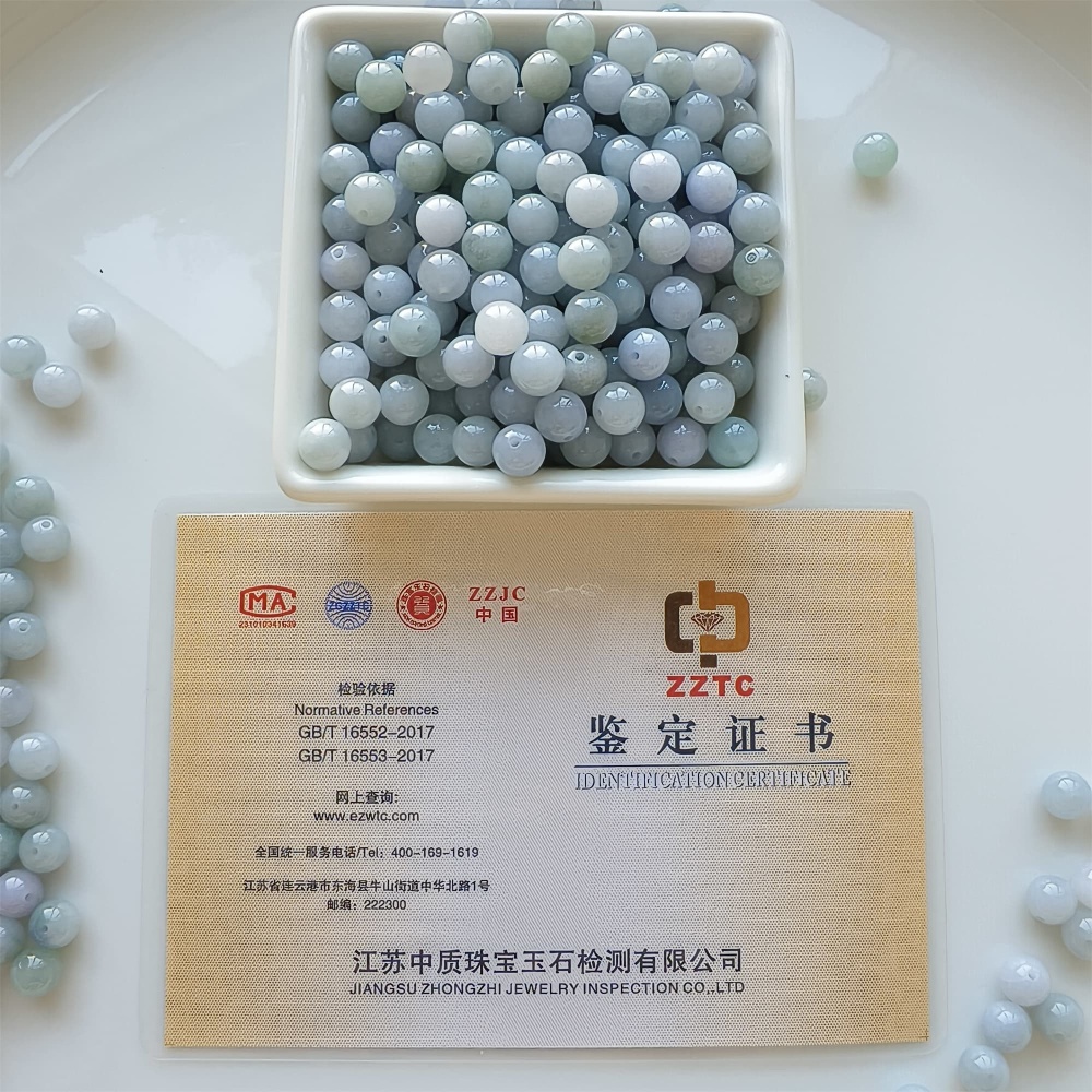 DDP |25pcs 8mm Natural Certificated Type A Light Green And Light Lavender Jadeite Smooth Round Beads,Burma Jadeite Loose Ball Beads,DIY Jewelry Supplies
