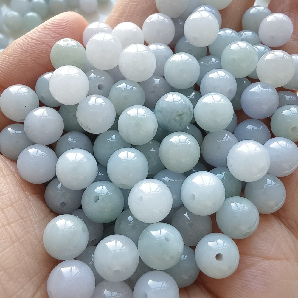 DDP |25pcs 8mm Natural Certificated Type A Light Green And Light Lavender Jadeite Smooth Round Beads,Burma Jadeite Loose Ball Beads,DIY Jewelry Supplies