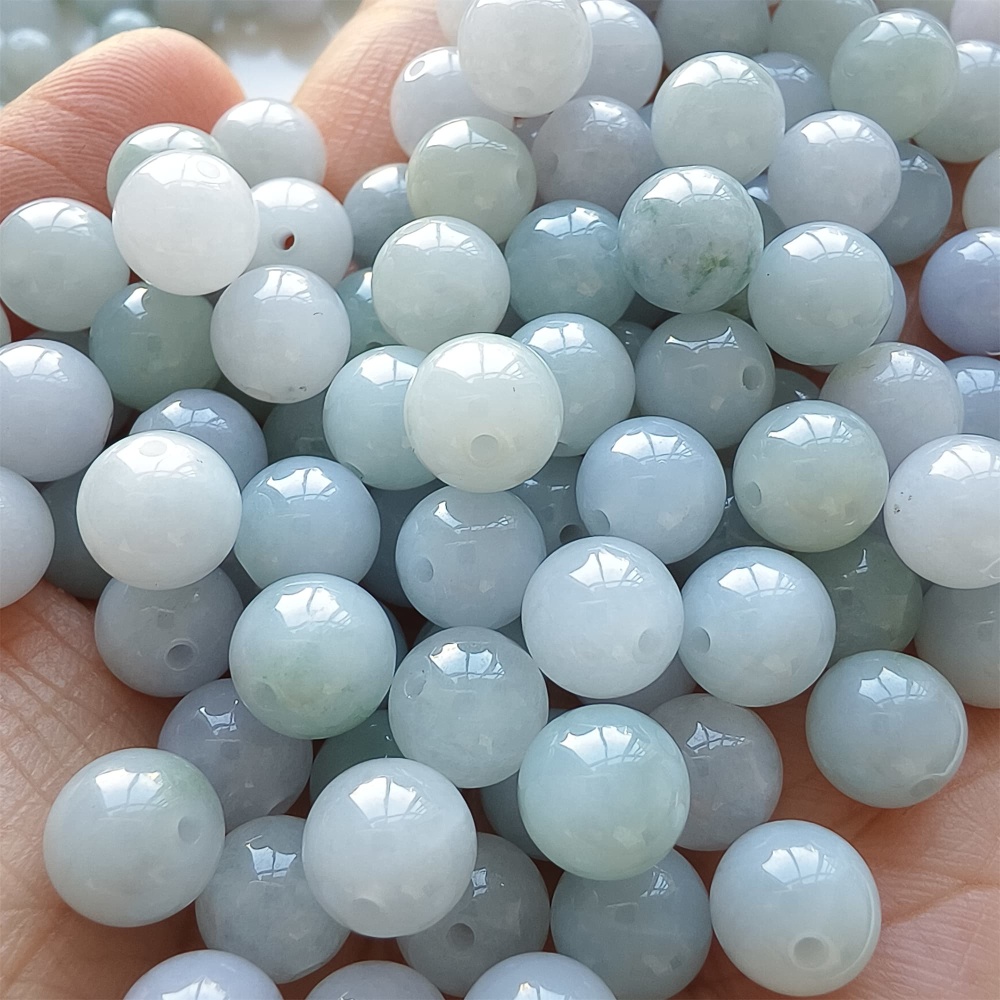 DDP |25pcs 8mm Natural Certificated Type A Light Green And Light Lavender Jadeite Smooth Round Beads,Burma Jadeite Loose Ball Beads,DIY Jewelry Supplies