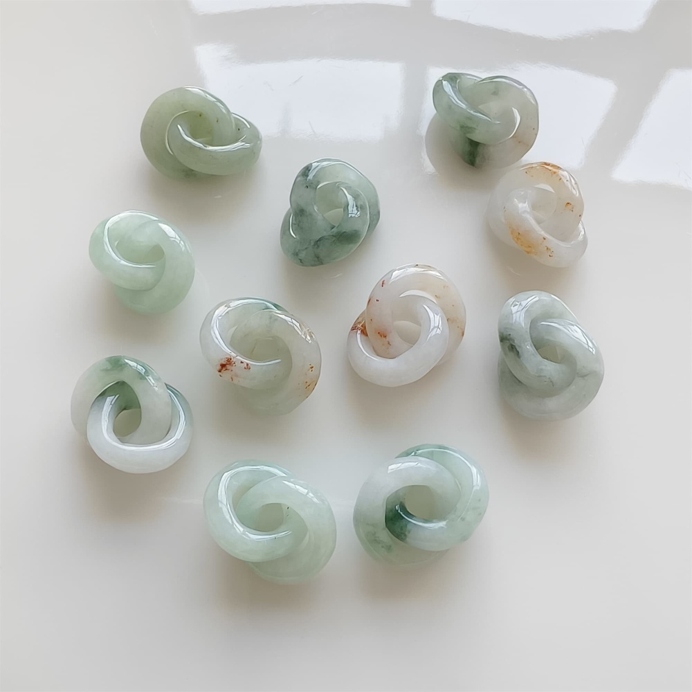 DDP | 1pc Natural Type A Untreated White Green Red Icy Waxy Burmese Jadeite Double Links Pendant,Burma Jadeite Loose Links,DIY Jewelry Supplies