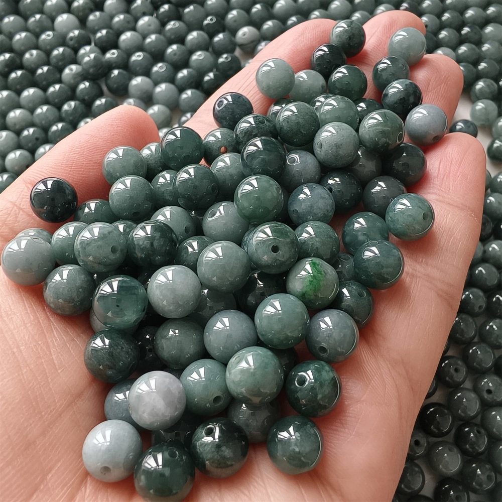 DDP 25pcs 8mm Natural Certificated Type A Blue Guatemalan Jadeite Round Beads