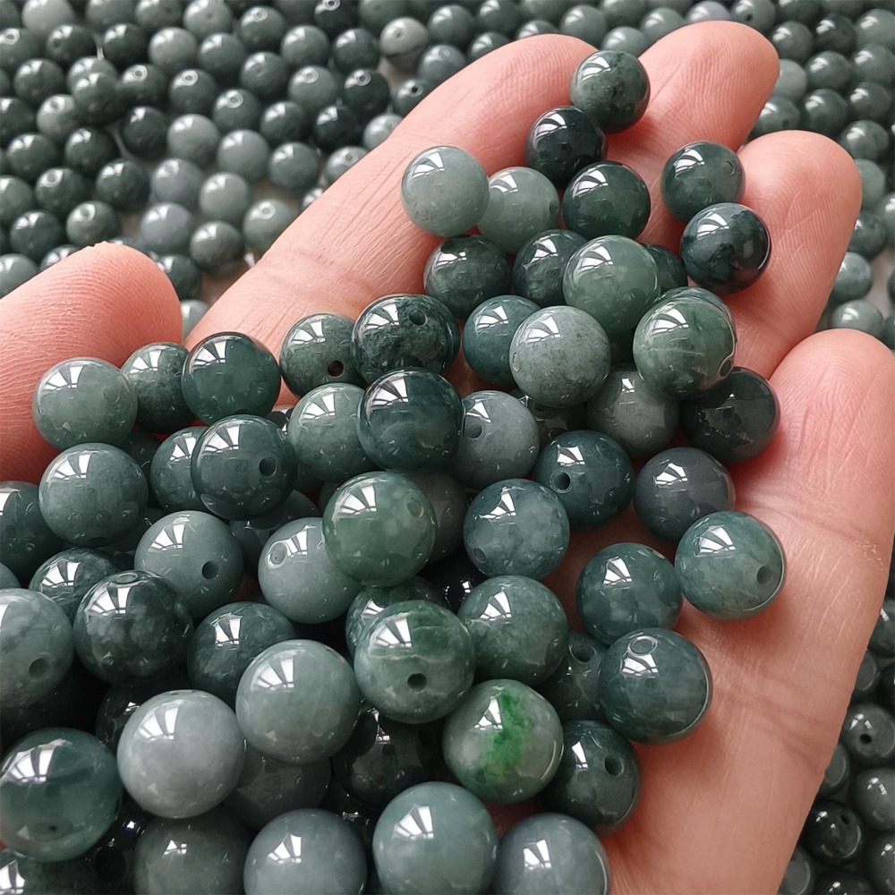 DDP 25pcs 8mm Natural Certificated Type A Blue Guatemalan Jadeite Round Beads
