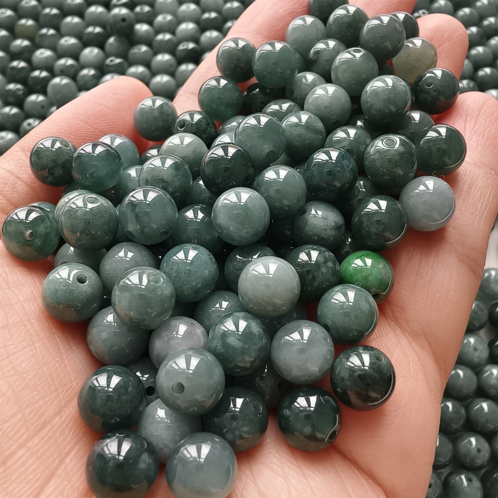 DDP 25pcs 8mm Natural Certificated Type A Blue Guatemalan Jadeite Round Beads