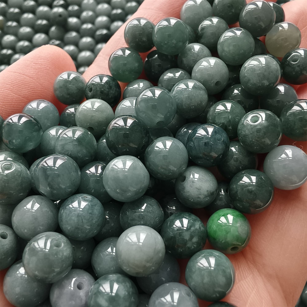DDP 25pcs 8mm Natural Certificated Type A Blue Guatemalan Jadeite Round Beads