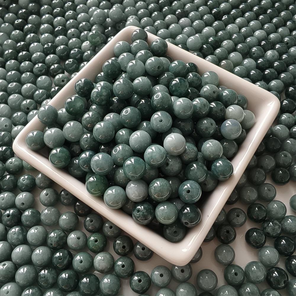DDP 25pcs 8mm Natural Certificated Type A Blue Guatemalan Jadeite Round Beads