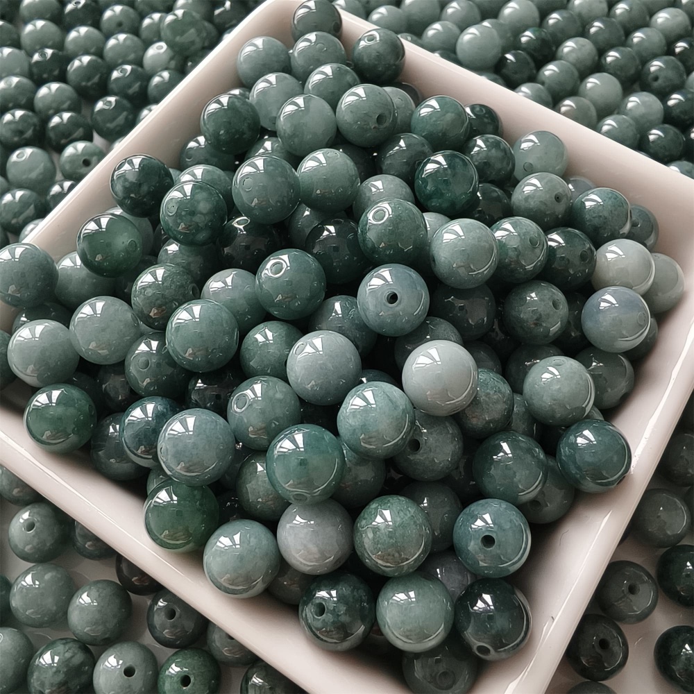 DDP 25pcs 8mm Natural Certificated Type A Blue Guatemalan Jadeite Round Beads