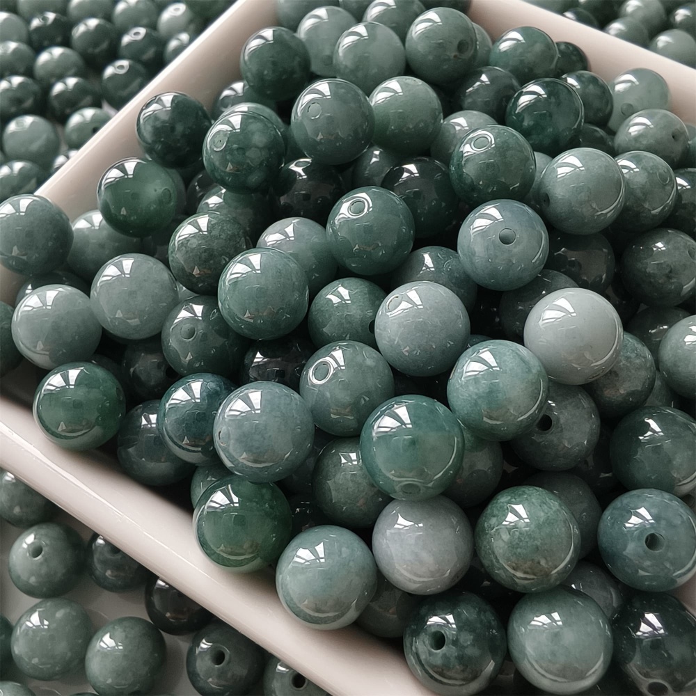 DDP 25pcs 8mm Natural Certificated Type A Blue Guatemalan Jadeite Round Beads