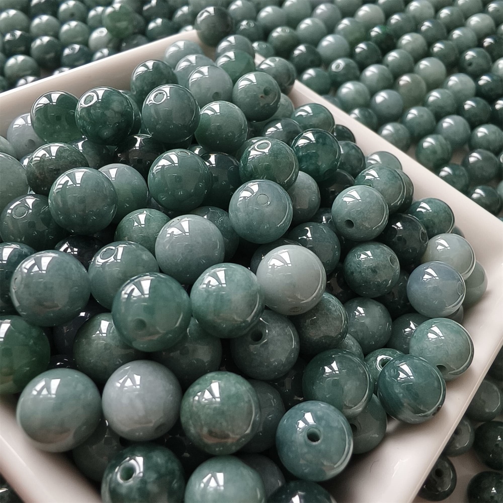 DDP 25pcs 8mm Natural Certificated Type A Blue Guatemalan Jadeite Round Beads