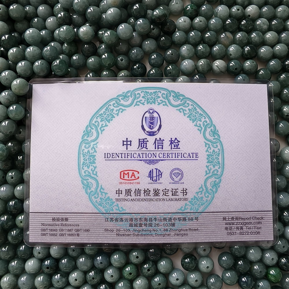DDP 25pcs 8mm Natural Certificated Type A Blue Guatemalan Jadeite Round Beads